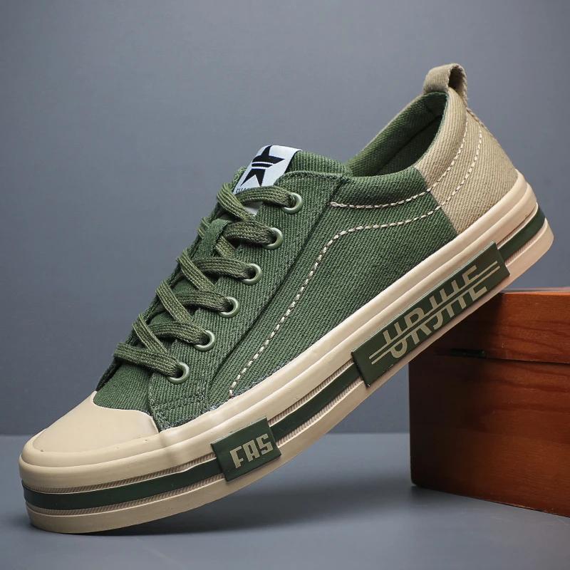 

Новые парусиновые туфли для вождения, мужские туфли из вулканизированного парусинового материала на шнуровке, мужские дизайнерские мокасины на плоской подошве, нескользящие повседневные кроссовки для мужчин 2024 38 зелёный