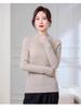 2025 Cashmere Semi-High Neck Black Sweater: Solid Color Knitted Base Layer