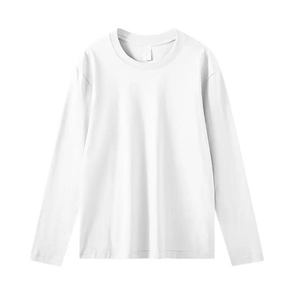 Unisex Heavyweight 230g Pure Cotton Long-Sleeve Casual White T-Shirt