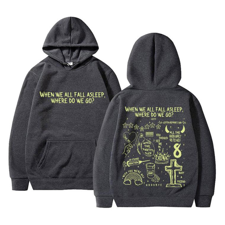 Sweat à capuche graphique « Quand nous nous endormons tous, où allons-nous ? » pour hommes et femmes, style hip-hop, tendance, vintage Y2K.