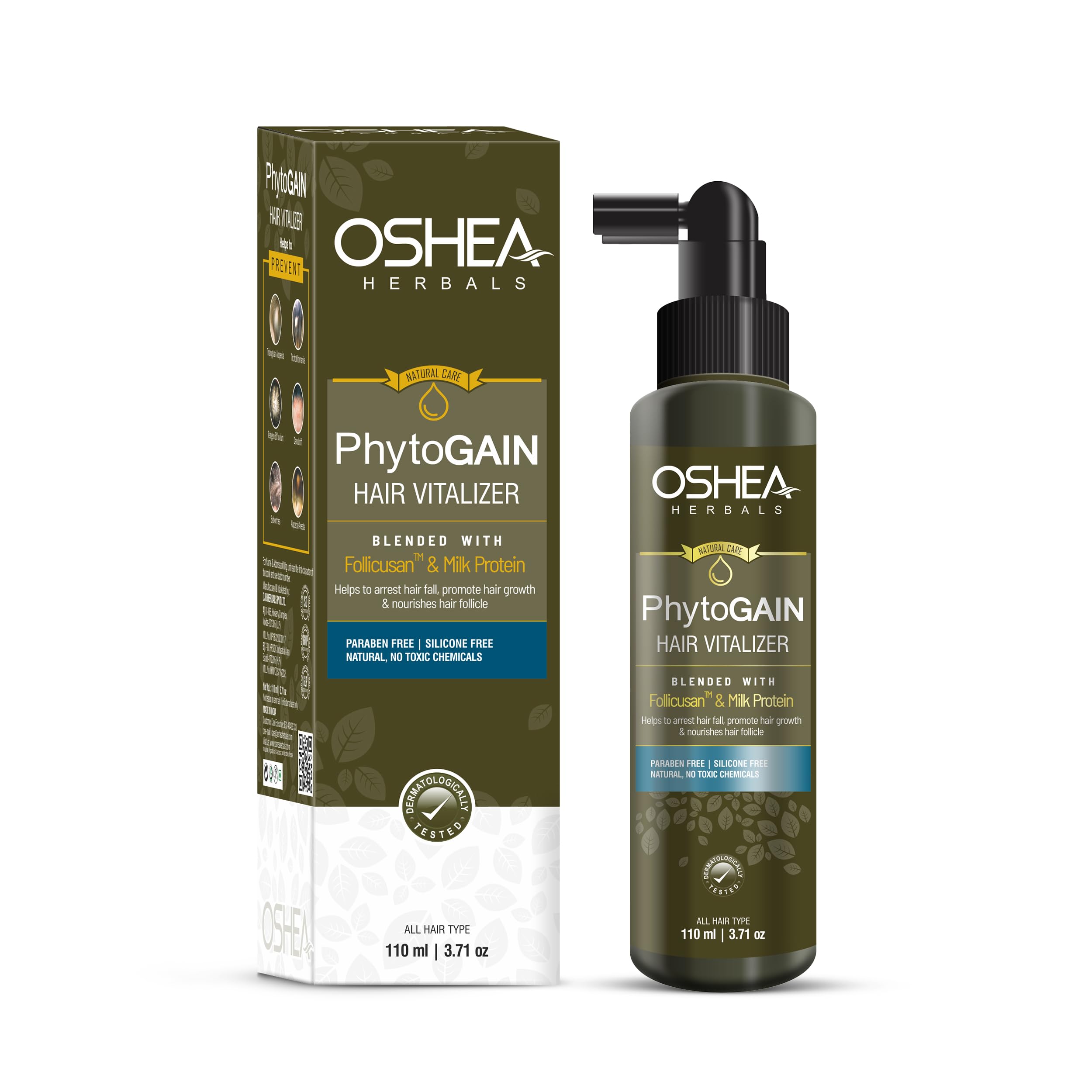 Oshea Hair Phytogain Vitalizer for All Hair Types | Prevents Hairfall & Promotes Hair Growth with Nourished Hair Follicle | Blended with Follicusan