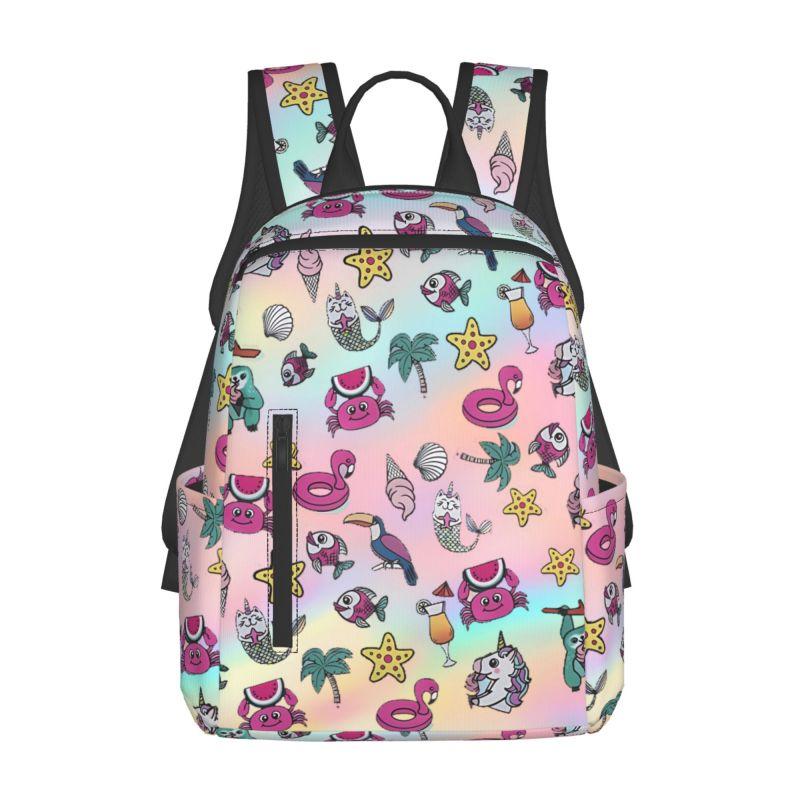 Full Print Rainbow Sorbet Backpack for Boy/Girls Best Gifts 2D Flat Cartoon SchoolBag for Children Bags