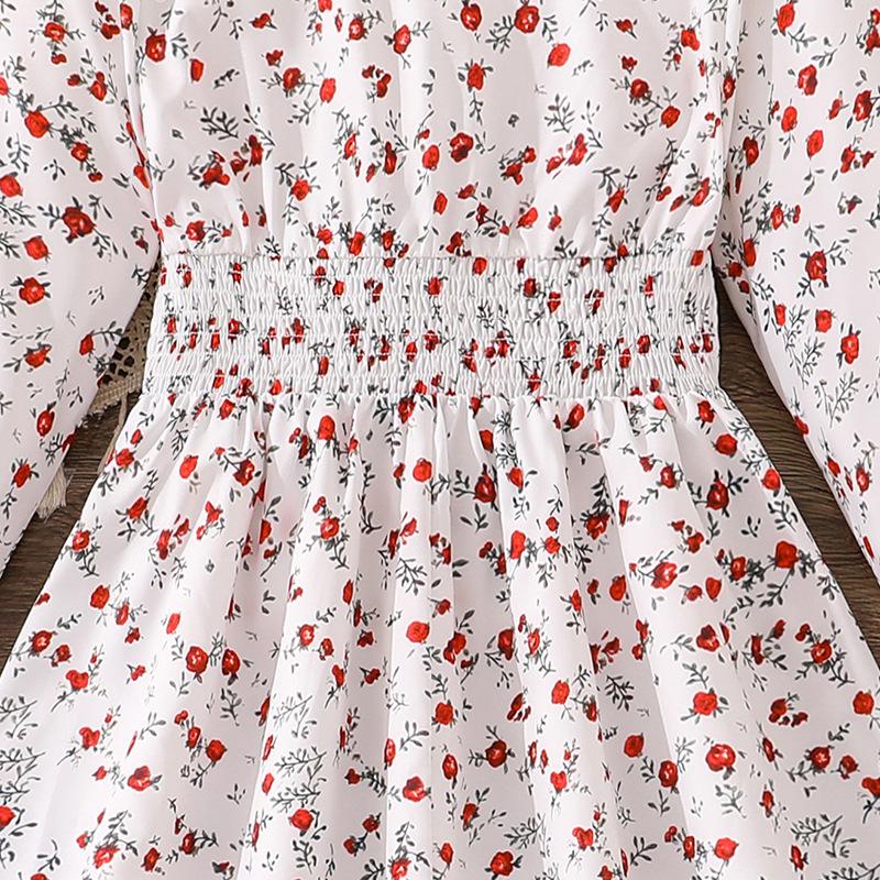 Rochie French Floral cu Mânecă Lungă, Subțietoare, pentru Fete, Colecția Primăvară 2026