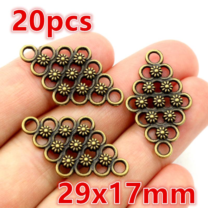 10-30pcs Alloy Metal Flower Charm Pendant Connector DIY Jewelry Making Accessories for Necklace Bracelet Connectors