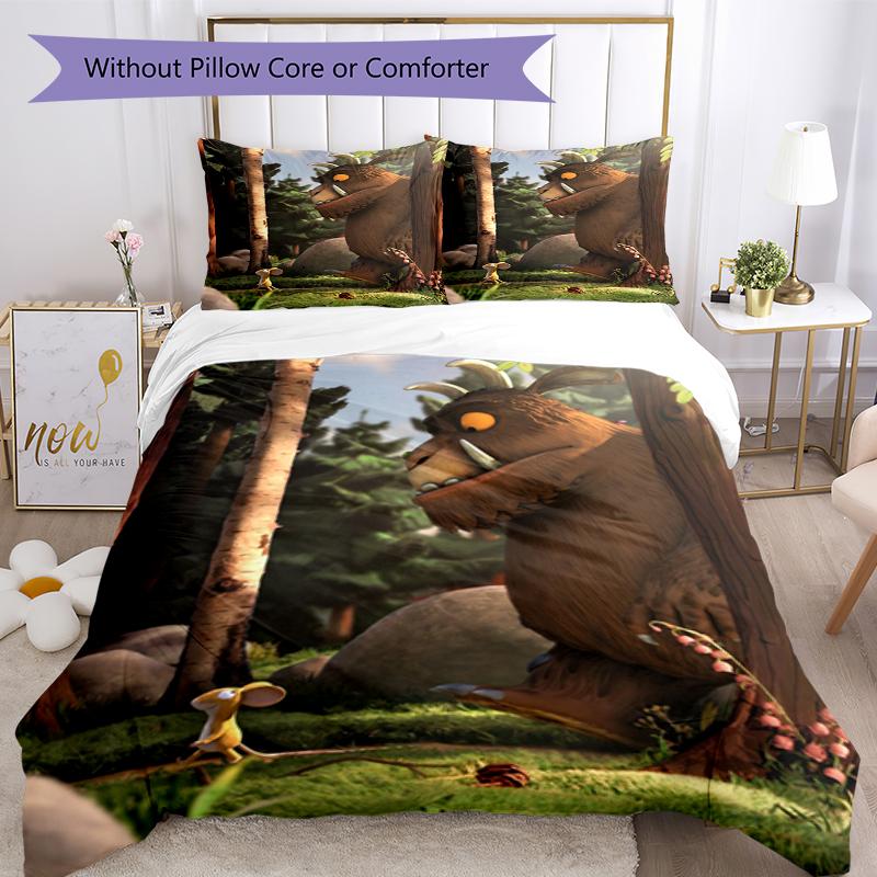 Ensemble de literie 3 pièces Le Gruffalo Housse de couette Fermeture Comprend 1 housse de couette et 2 taies d'oreiller, Doux et confortable pour toutes les saisons.