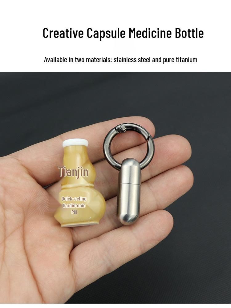 Kompakte wasserdichte Titan-Pillendose: Feuchtigkeitsdichte Mini-Medizinkapsel aus Edelstahl.