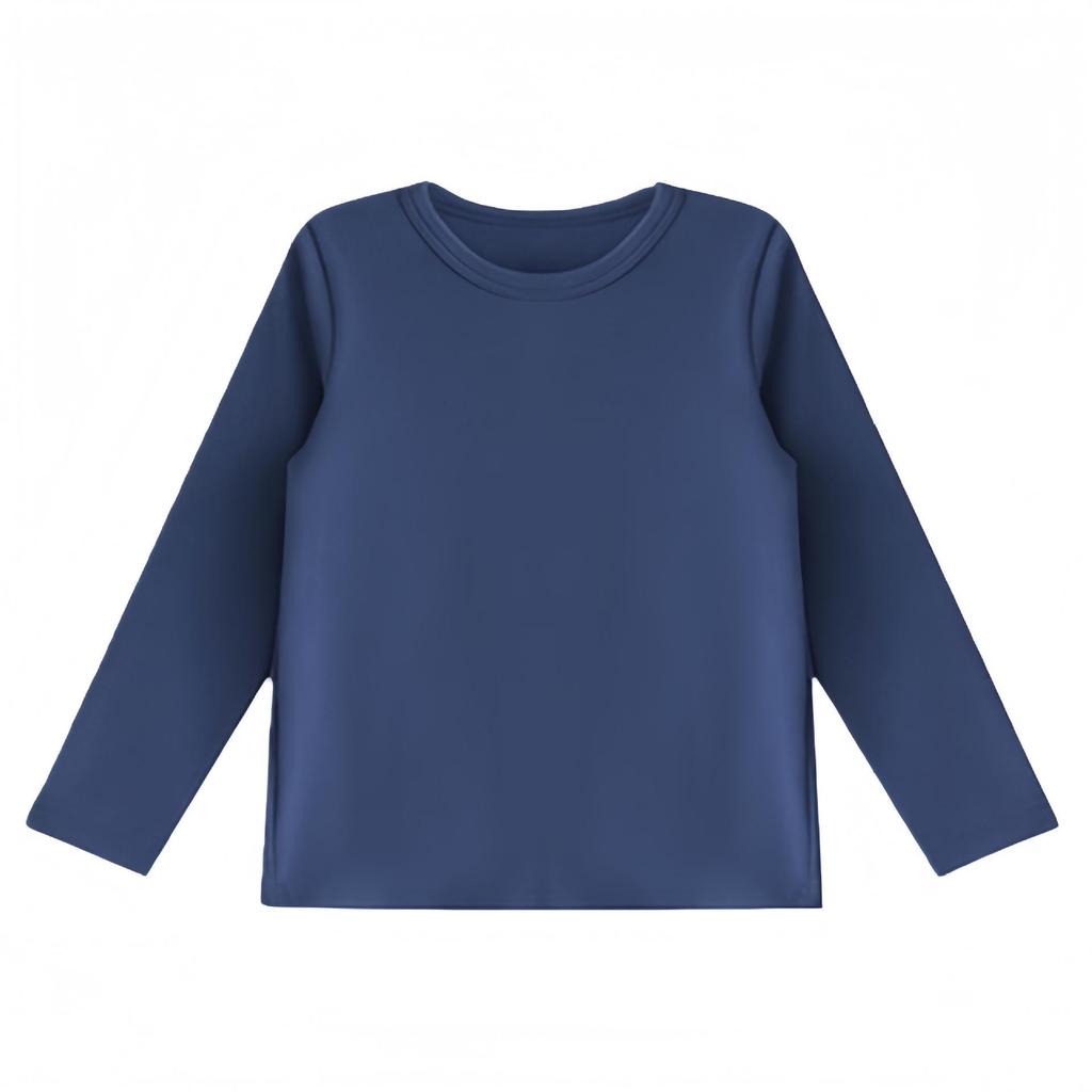 Kids' Long Sleeve Base Layer Top - Plain White or Black Pure Cotton T-shirt for Boys and Girls, Spring/Fall Wear