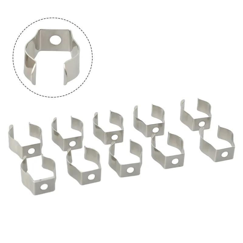 10pcs Clips Tool Holder Clips Courtyards Manganese Steel Replacement SPRING TERRY Clips Silver Professional Tool For Garages