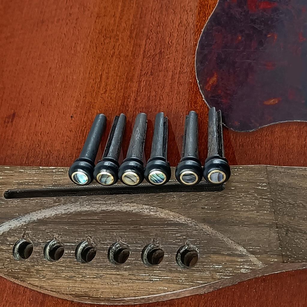 Ebony Guitar Bridge Pins with Bridge Pin Puller Set Bass Guitar Bridge Pegs Stringed Instruments String Nail Remover