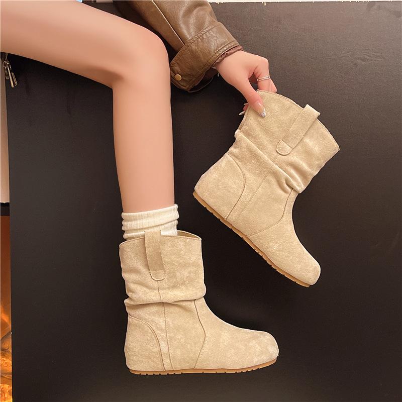 

Huge good-looking inner height increase, thin pile of small short boots for women s new autumn and winter suede 35