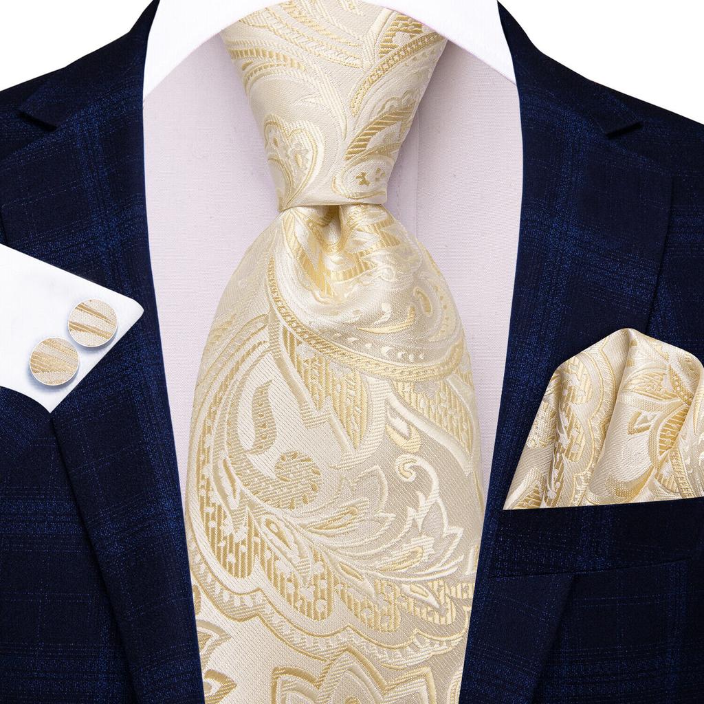 Hi-Tie Set Regalo Uomo: Cravatta Preannodata + Fazzoletto Da Tasca + Gemelli – Eleganza Seta Per Matrimoni E Feste
