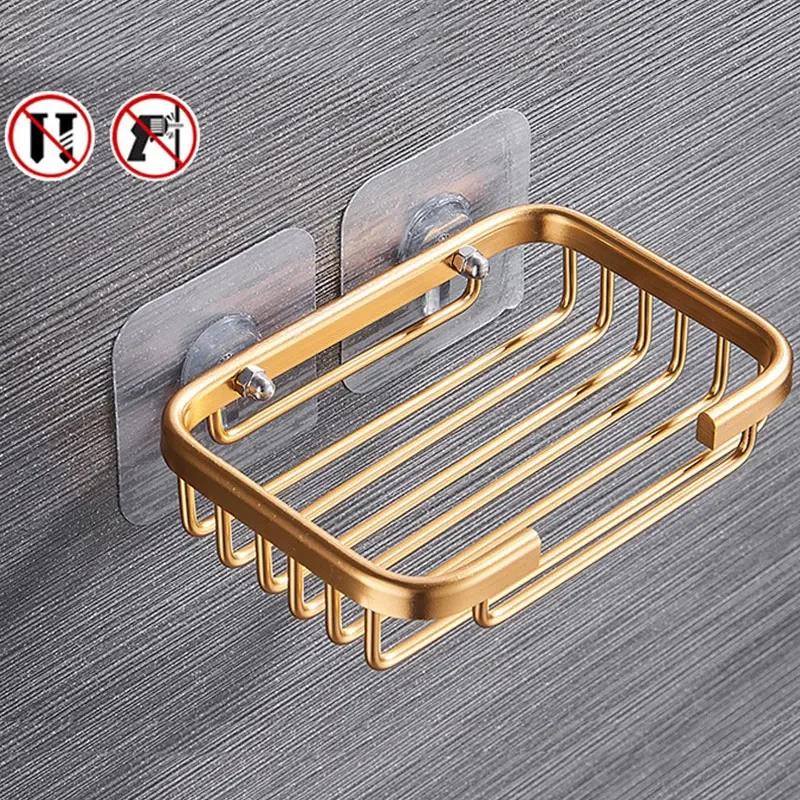 Wall Mounted Soap Dish Holder Punch-Free Drawer Draining Holder Kitchen Sponge Storage Box Bathroom Organizer Rack