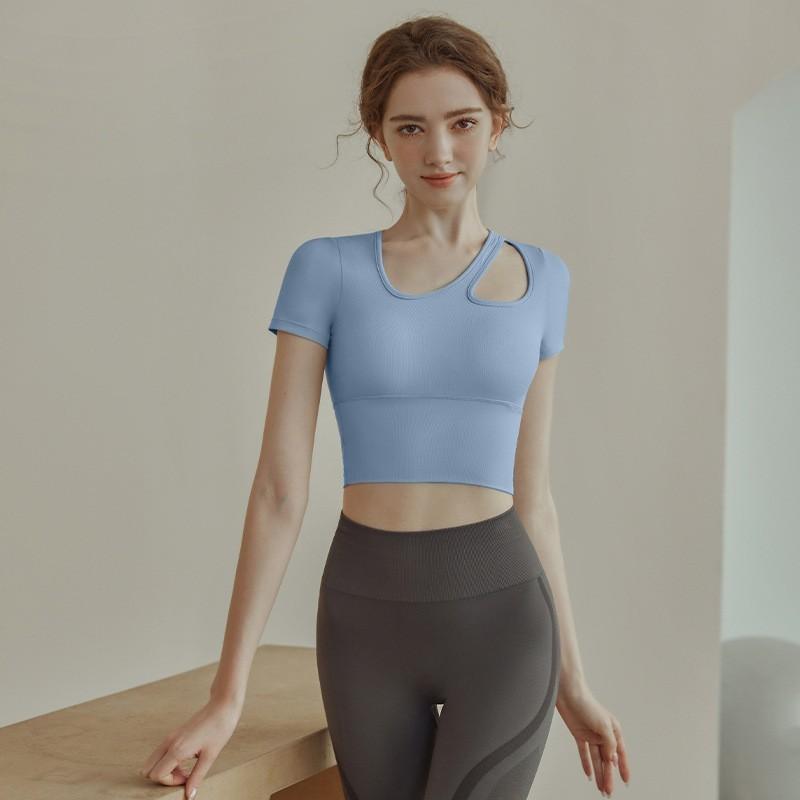 Direct Supply, Yoga with Chest Pad, Beautiful Back T-shirt, Slim Fit and Thin, Nude Fitness Sports Running Long-sleeved Top