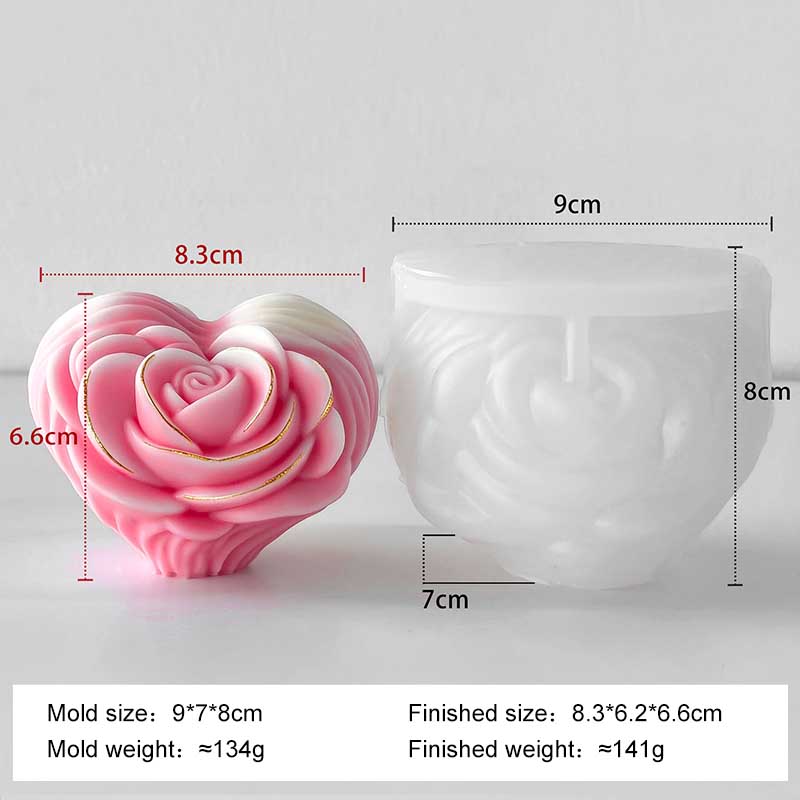 

3D Rose Heart Silicone Candle Mold DIY Valentine s Day Handmade Gift Aroma Candle Mold Soy Wax Candle Making Supplies