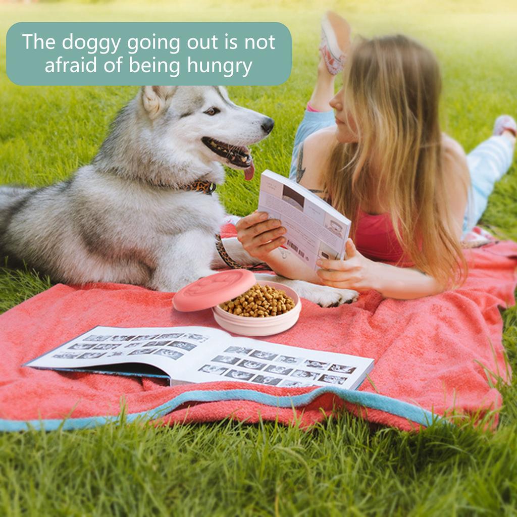 Podajnik dla zwierząt Miski podróżne dla psa Przenośna miska na wodę dla kota Miska z pokrywką Krawędzie dla zwierząt podczas spacerów Parkowania Kempingu Podróżowania