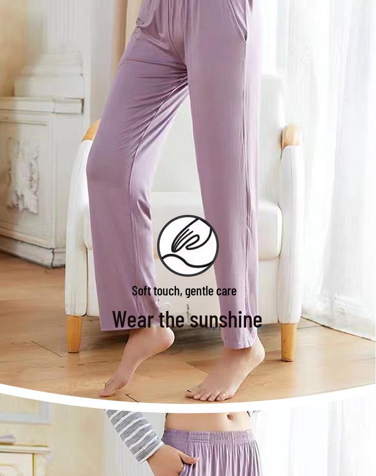 Damen Modal Locker Fallende Pyjamahose - Große Größe, Dünne Eisseide, Lässige Frühling/Sommer Hose