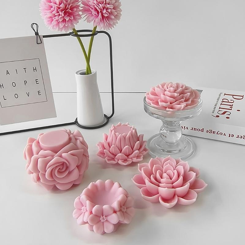 Flower Shaped Mould Silicone Scented Candle Mold 3D Aromatherapy Mould Home Decorations Mold Jewelry Making Tool