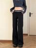 Women's Plus Size Black Lace Micro Flare Pants - 2026 New Autumn High Waist Petite Casual.