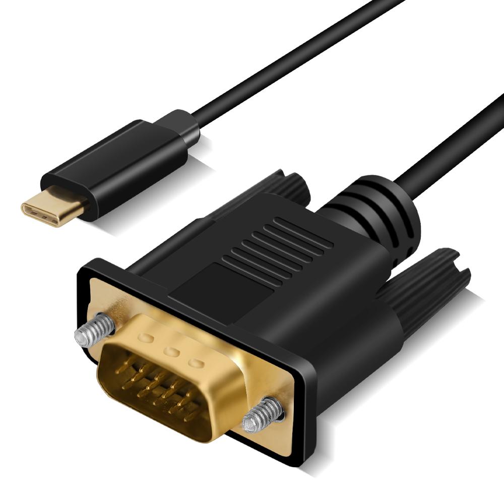 USB C 3.1 To VGA Adapter 1080P Type-C Male To VGA Male Video Converter Cable For HDTV Projector Laptop Monitor