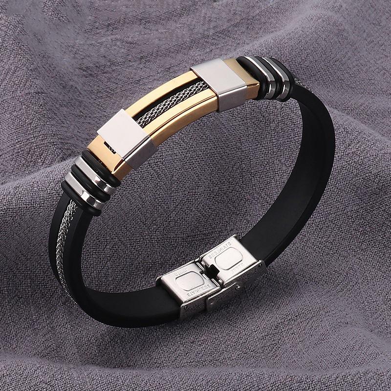 Men's Hip-Hop Titanium Steel & Silicone Bracelet