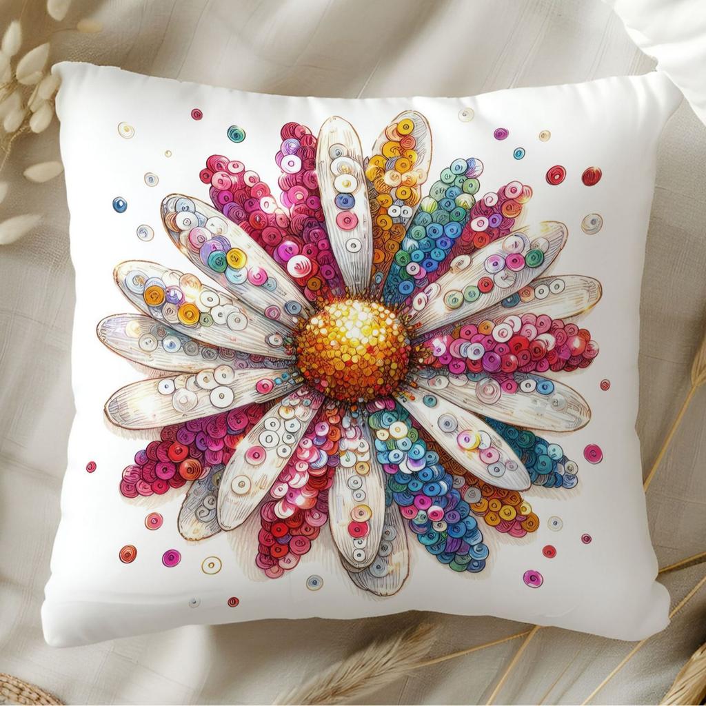 New Glitter Daisy Printed Pillowcase Light Luxury Floral Home Living Room Sofa Cushion Pillowcase