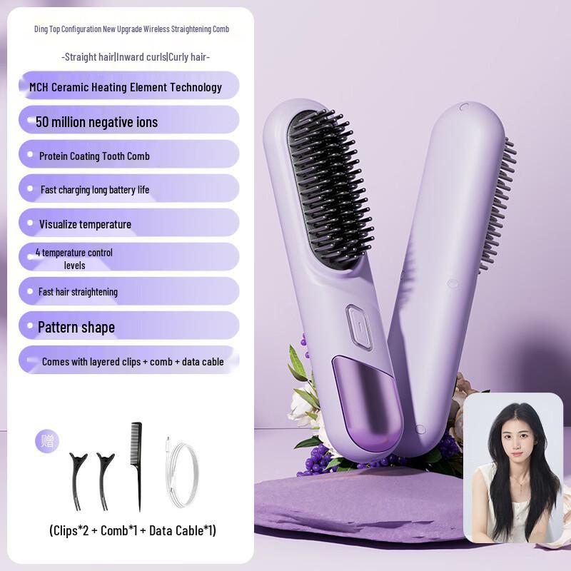 OLOEY Cordless Negative Ion Hair Straightening Comb
