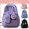 Girl Print Oxford Backpack Breathable Laptop Compartment School Use Students