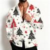 Men's Casual Christmas Shirt Jacket with Turn-Down Collar, Loose Fit, Breathable for Spring and Fall