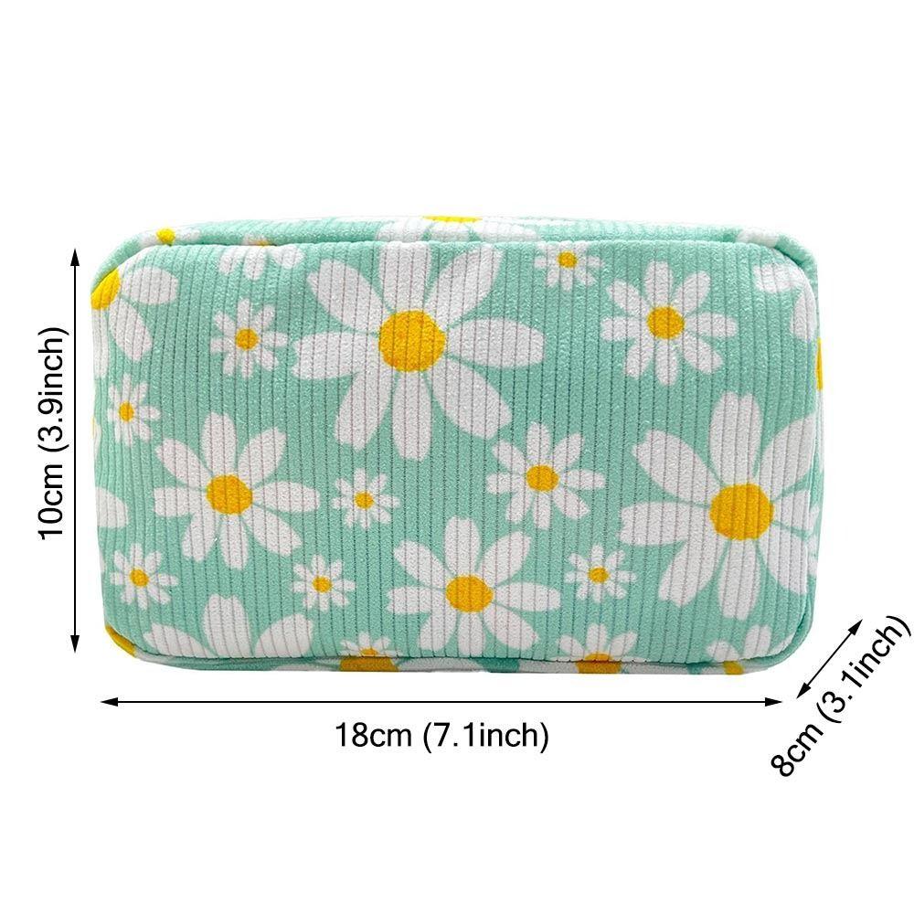 Trendy Large Capacity Corduroy Makeup Bag Travel Printed Toiletry Organizer Bag Makeup Brush Skincare Storage Bag for Women