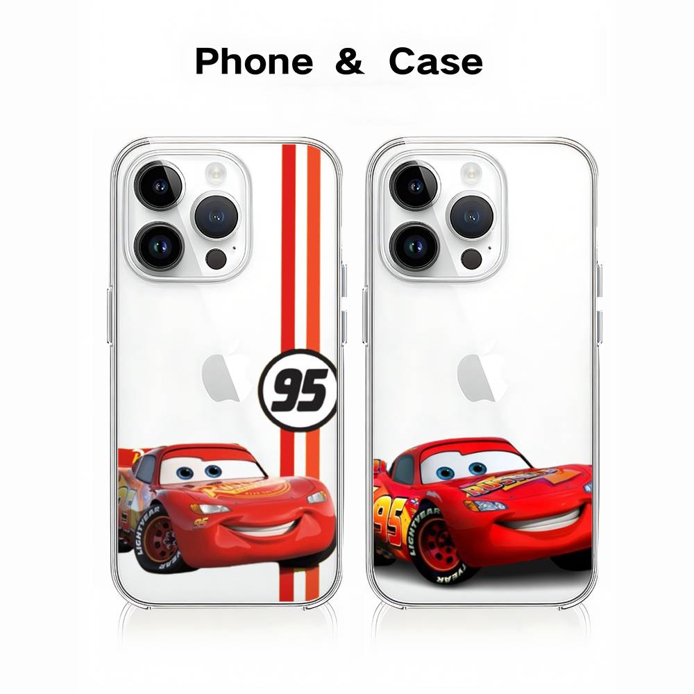 Cars L-Lightning M-McQueen Phone Case Soft Transparent Case For IPhone 17 16 15 14 13 12 11 Pro Max Mini Plus Shockproof Cover