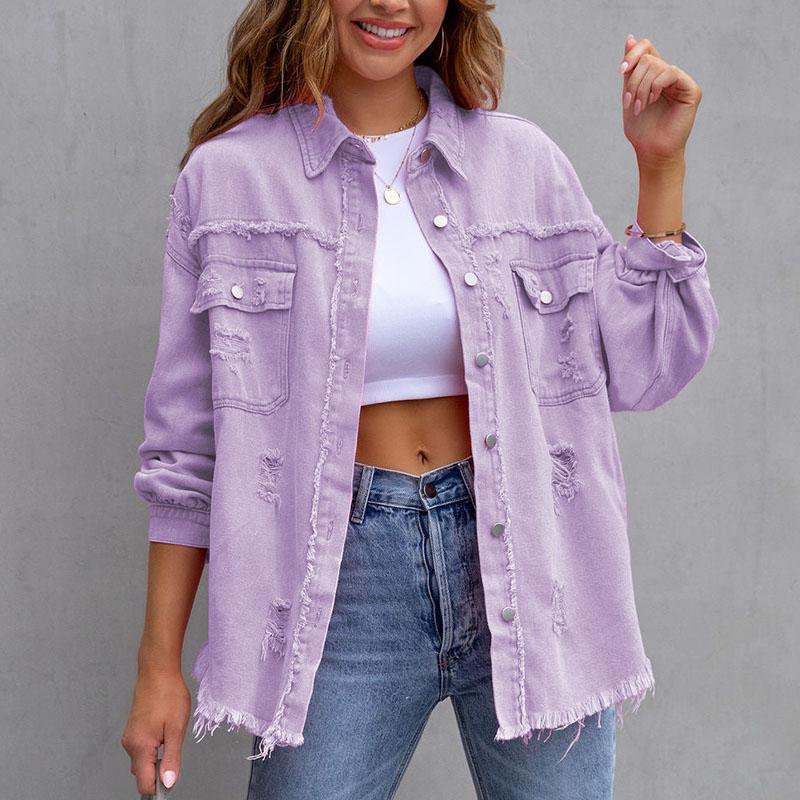 Solid Casual Loose Denim Shirts For Women Vintage Women's Oversized Shirts And Blouses Fashion Youth Female Tops