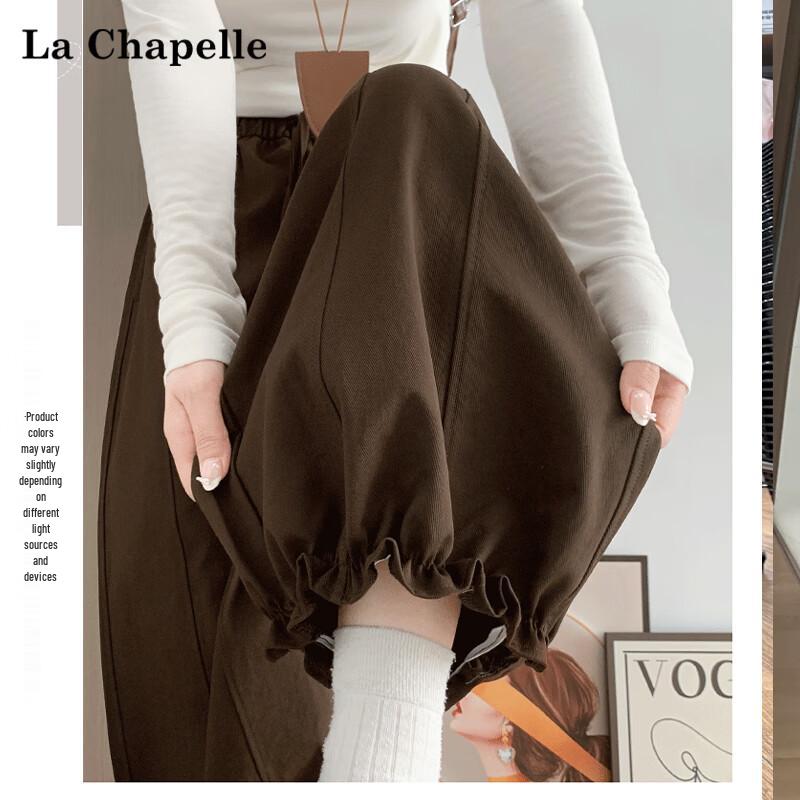 La Chapelle Women's High-Waist Wide-Leg Paperbag Cropped Pants