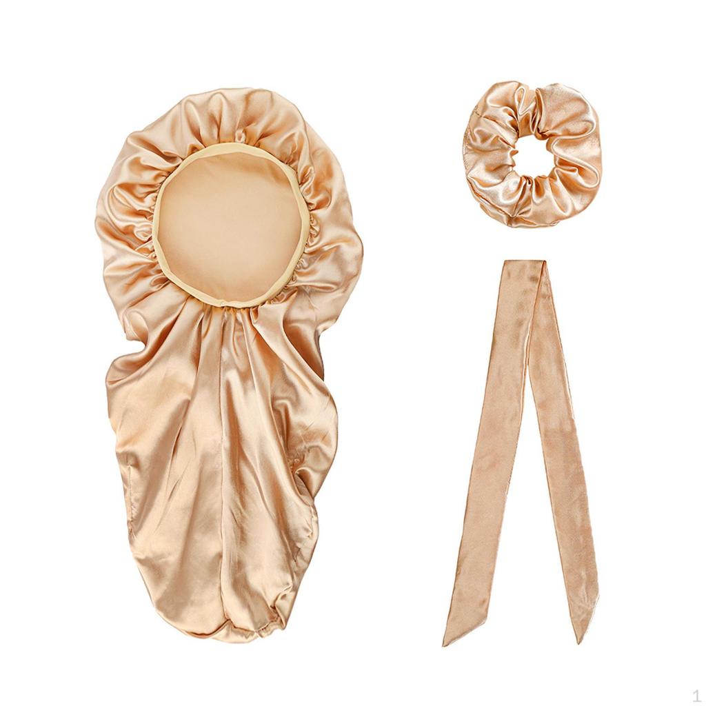 Lange Satin-Badekappe, bequem, seidig, für lockiges Haar