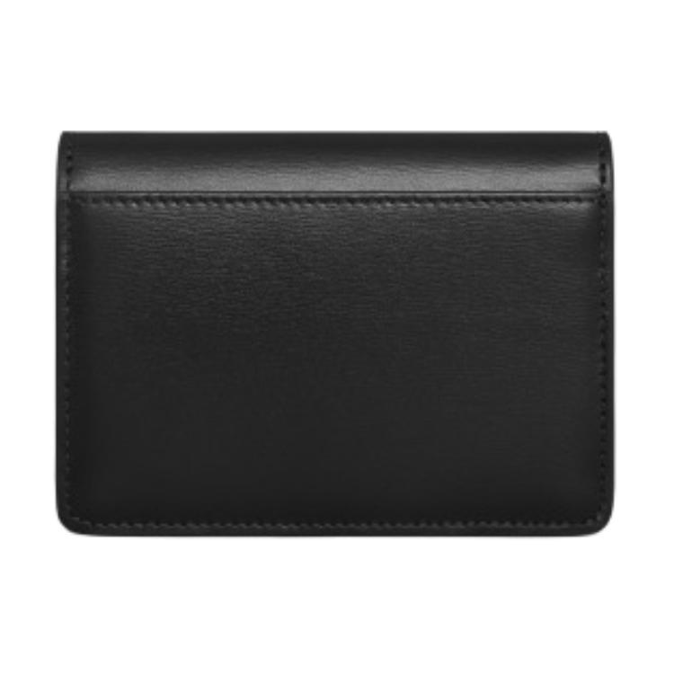 Celine Triomphe Logo Snap Closure Leather Card Holder Women Accessories Black 10I583DPV-38SI