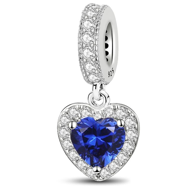 Copper Pendants Zircon Red Love Heart Charms Beads Fit Original Pan Bracelet Bangles Diy Fine Jewelry For Women