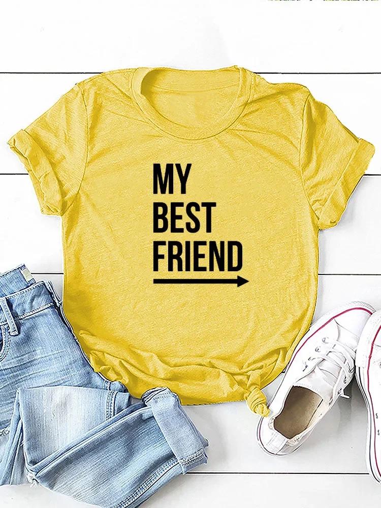 My Best Friend Arrow Print Women T Shirt Short Sleeve O Neck Loose Women Tshirt Ladies Tee Shirt Tops Camisetas Mujer