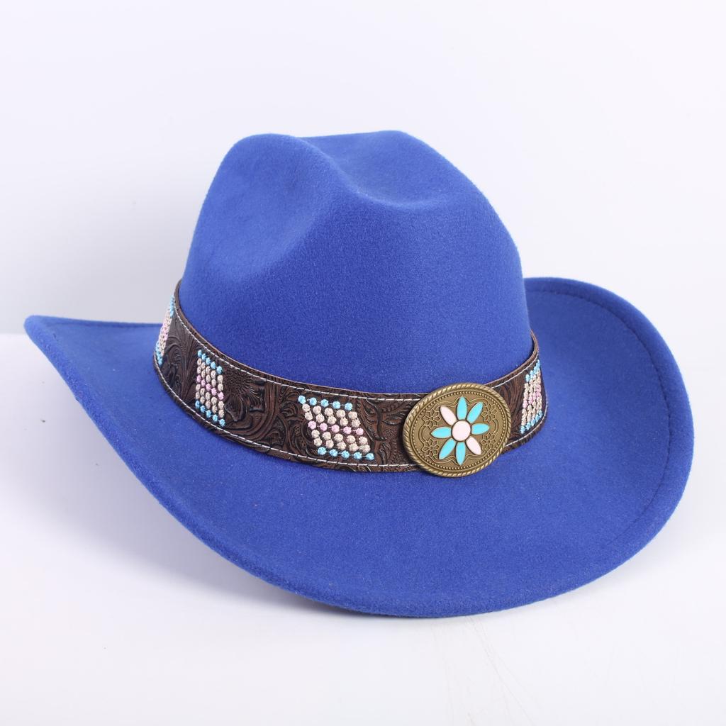 Popular European and American Fashion OL Style One-word Cowboy Hat Men's and Women's High-end Top Hat Jazz Hat Felt Hat
