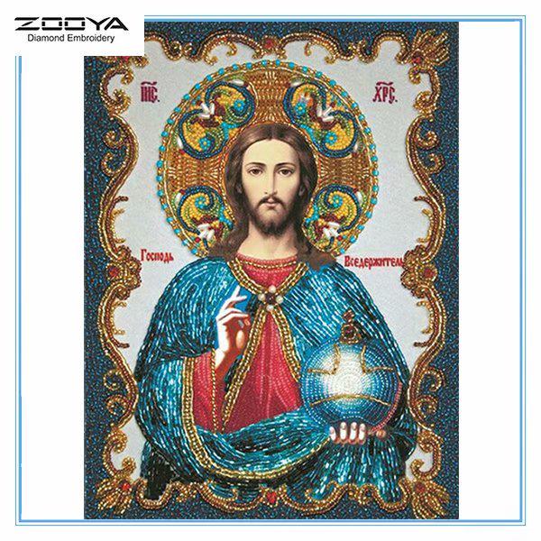 

ZOOYA DIY 5D Алмазная картина Вышивка Полный дрель Мозаика Картина Иисус Вышивка крестиком Домашний декор