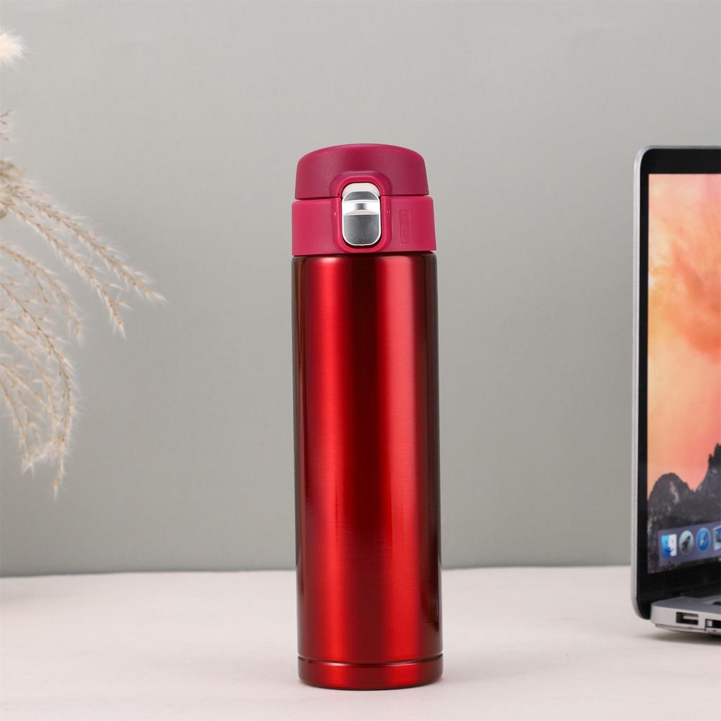 Stainless Steel Unisex Flip-Top Vacuum Thermos Cup - Fashionable & Portable for Outdoors and Business Meetings.