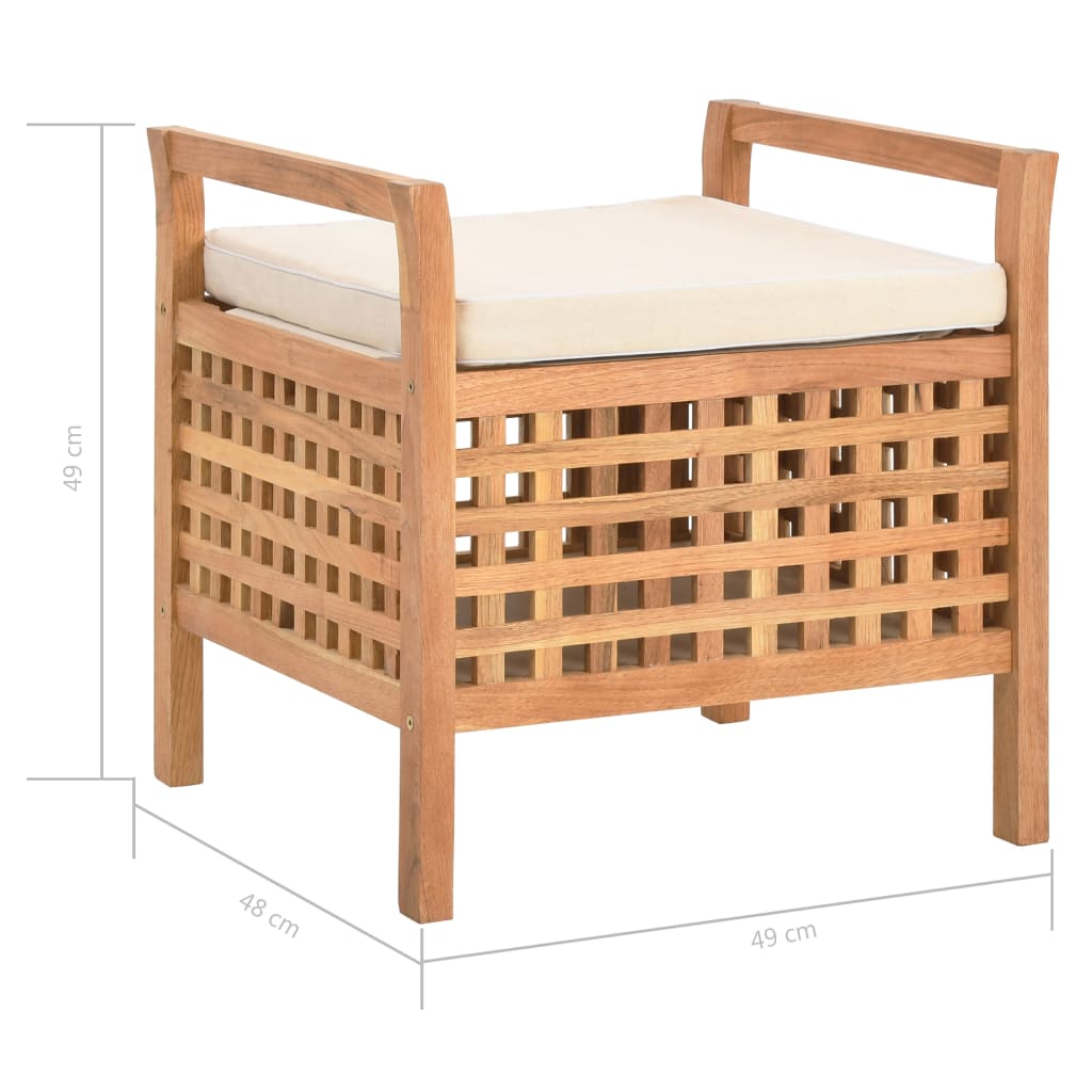 Vidaxl Bench With Storage, 49X48X49 Cm, Solid Walnut Wood