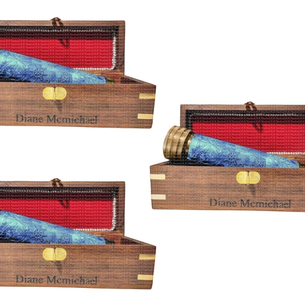 Niestandardowy wielokolorowy mosiężny kalejdoskop ze skórzanym i drewnianym pudełkiem Spersonalizowany prezent dla ojców, mężczyzn i kobiet, urodziny dzieci, wystrój świąteczny (niebieski)