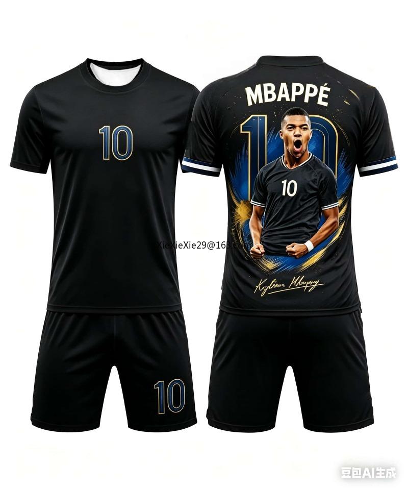 2026 AI New Mbappe # 10 Hot Selling Fashion Summer Football Short Sleeved T-shirt Shorts Children's Father Son Set