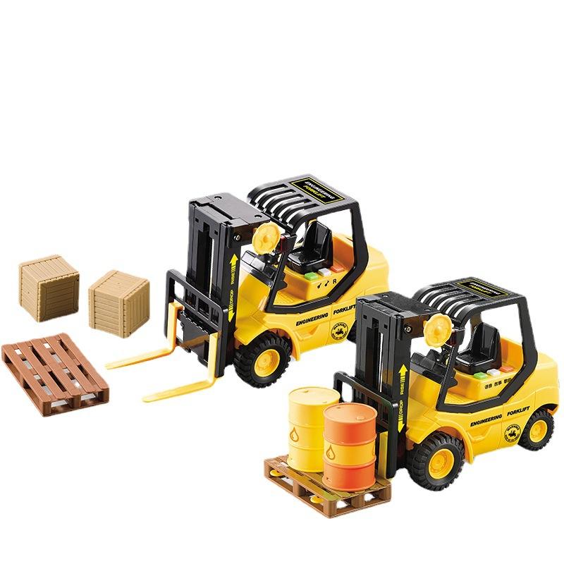 Industrial Forklift Inertia Engineering Vehicle Forklift Children's Toy Crane Crane Model Toy Flatbed Trailer