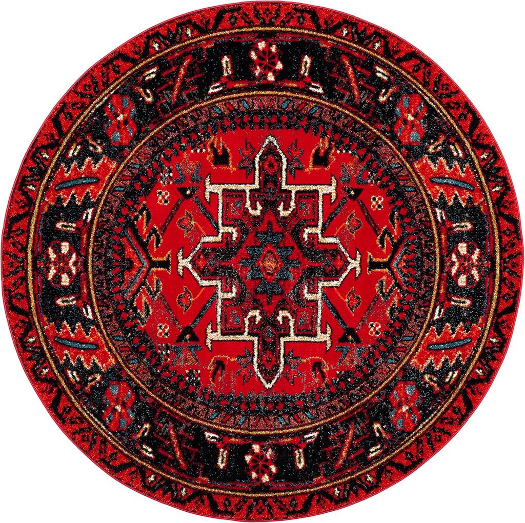 Retro Ethnic Style Round Carpet Geometry Print Bohemia Floor Mat Multiple Sizes Home Decor Anti-slip Rug for Living Room Bedroom
