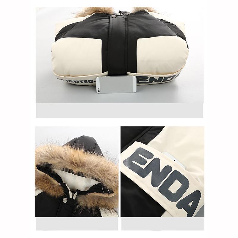 Winter Boys Coat Baby Fur Collar Hooded Velvet Thicken Warm Jacket Children's Boy
