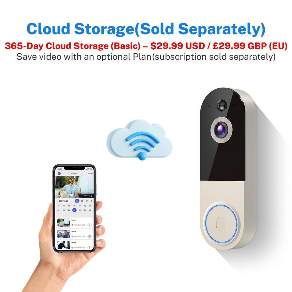 Intelligente kabellose visuelle Türklingel mit Fernüberwachung, HD-Nachtsicht und Schnappschussfunktion