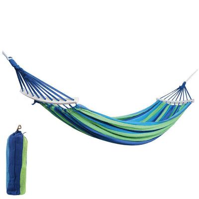 Morytrade Fabric Hammock with Wooden Frame for Outdoor Camping and Indoor Use (1-Person, Blue)