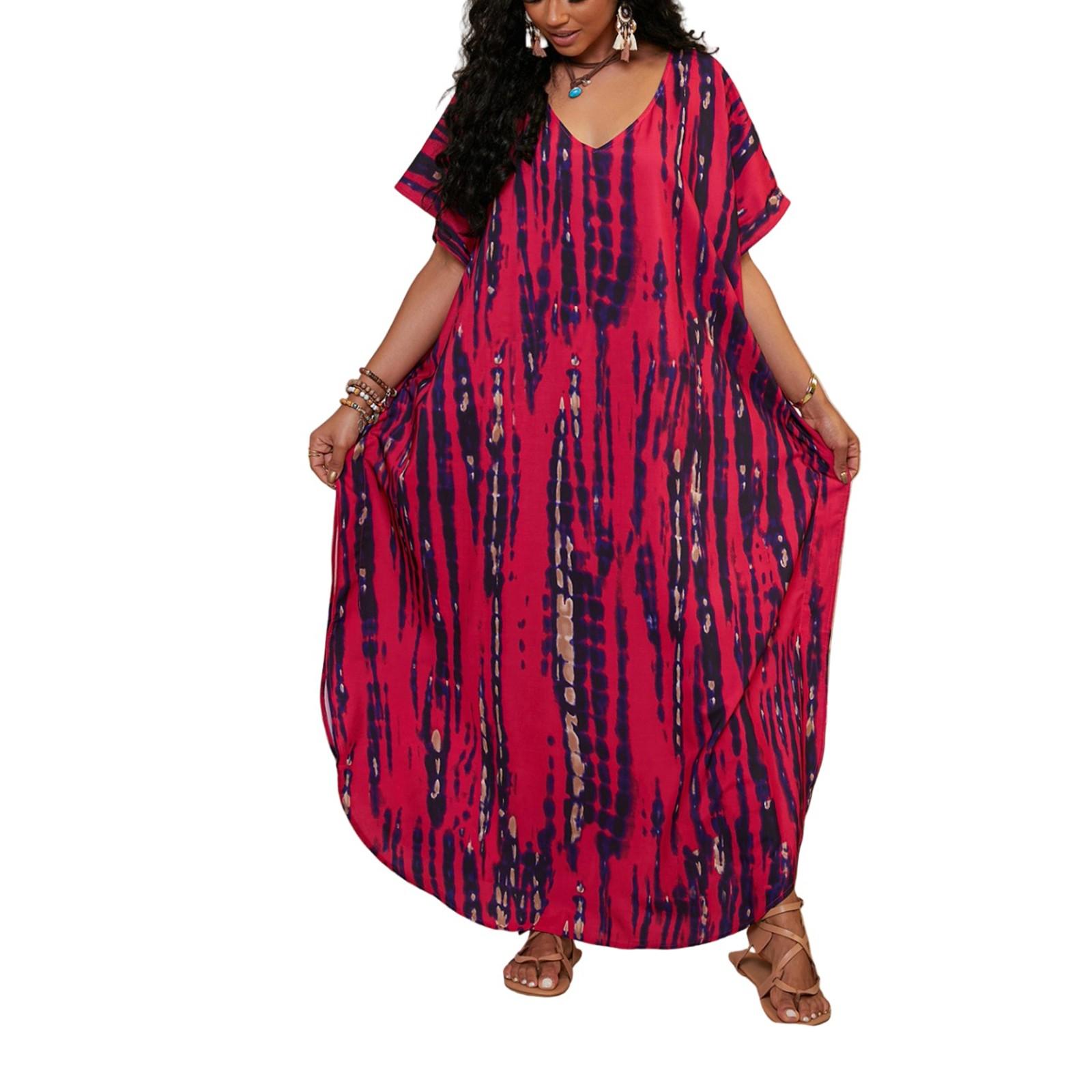 

Пляжна сорочка з барвистим квітковим принтом у бікіні для відпустки One Size винний