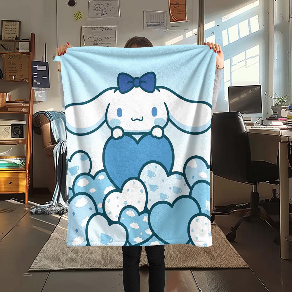 1PC Cinnamoroll Print Flannel Blanket, High Quality All Seasons, Home Decor, Warmth and Comfort, Perfect for Christmas Gifts