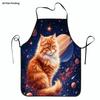 1pc Cat and Space Planet Apron - Galaxy-Themed Kitchen Apron, High-Quality Material, Unisex Cooking Apparel, Suitable for Cooking, Grilling, and Scien
